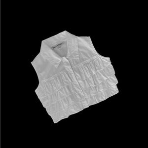 White Ruffled Crop Top Vest